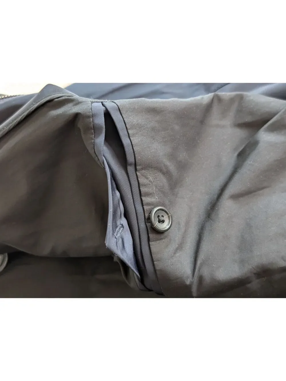 Banana Republic Sz L Car Coat Men’s Mid Length Navy Zip & Snap Repairable Flaws